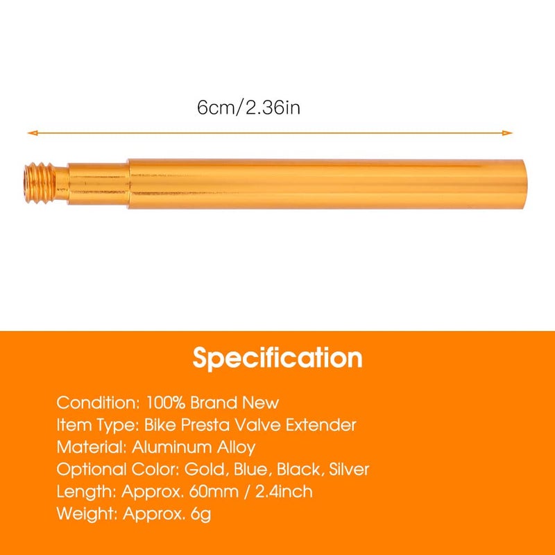VGEBY 2Pcs Valve Extender, Aluminum Alloy Inner Tire Tube Valve Extender Tire Accessories(Gold) Valve Extenders Valve Extender Valve Extender 40Mm - Image 5